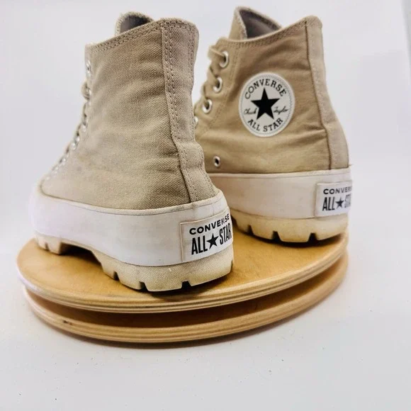 Converse Chuck Taylor All Star Lugged Women's 7 Beige Platform Shoes Hi High Top - Picture 5 of 7
